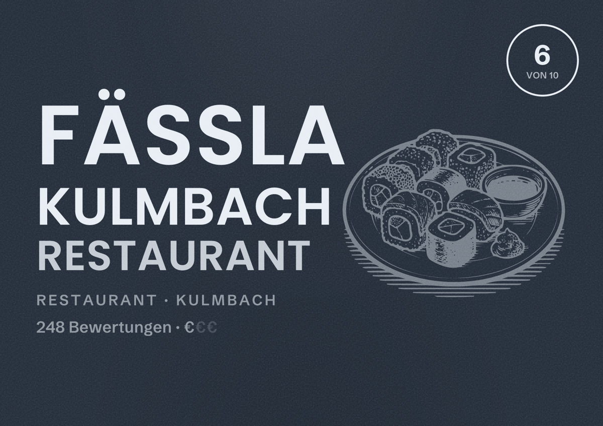 Illustriertes Poster von Fäßla Kulmbach Restaurant, Restaurant in Kulmbach: Bewertung 6 von 10 aus 248 Bewertungen, Preisniveau €