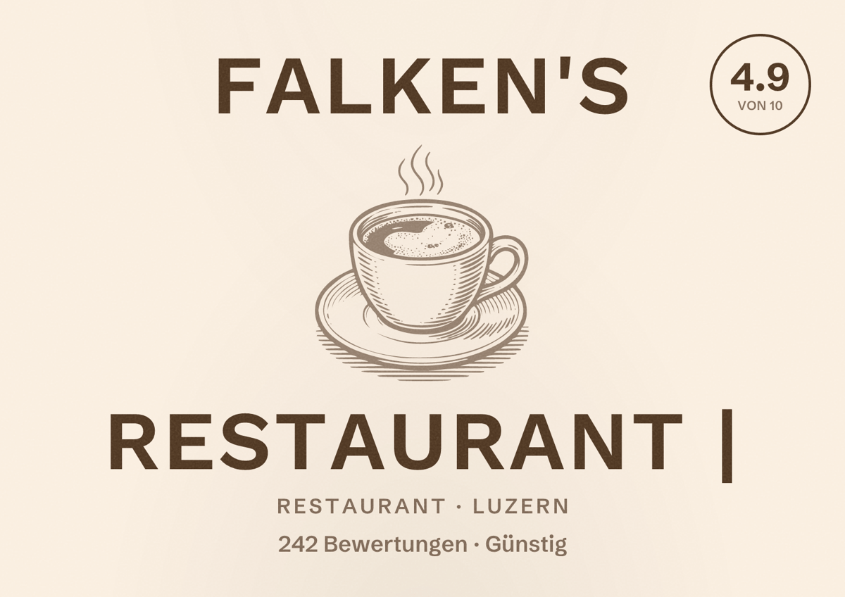 Illustriertes Poster von Falken's Restaurant |, Restaurant in Luzern: Bewertung 4.9 von 10 aus 242 Bewertungen, Preisniveau Günstig