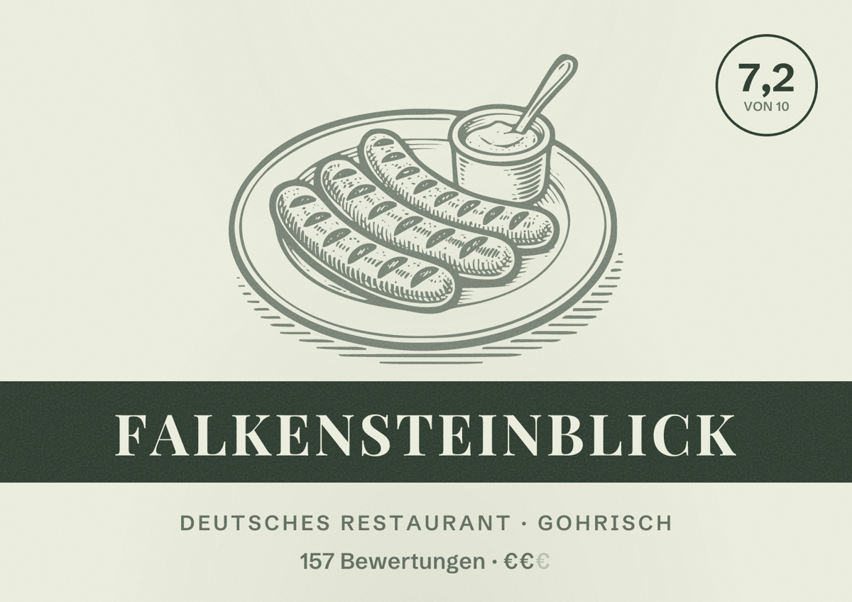 Illustriertes Poster von Falkensteinblick, Deutsches Restaurant in Gohrisch: Bewertung 7,2 von 10 aus 157 Bewertungen, Preisniveau €€