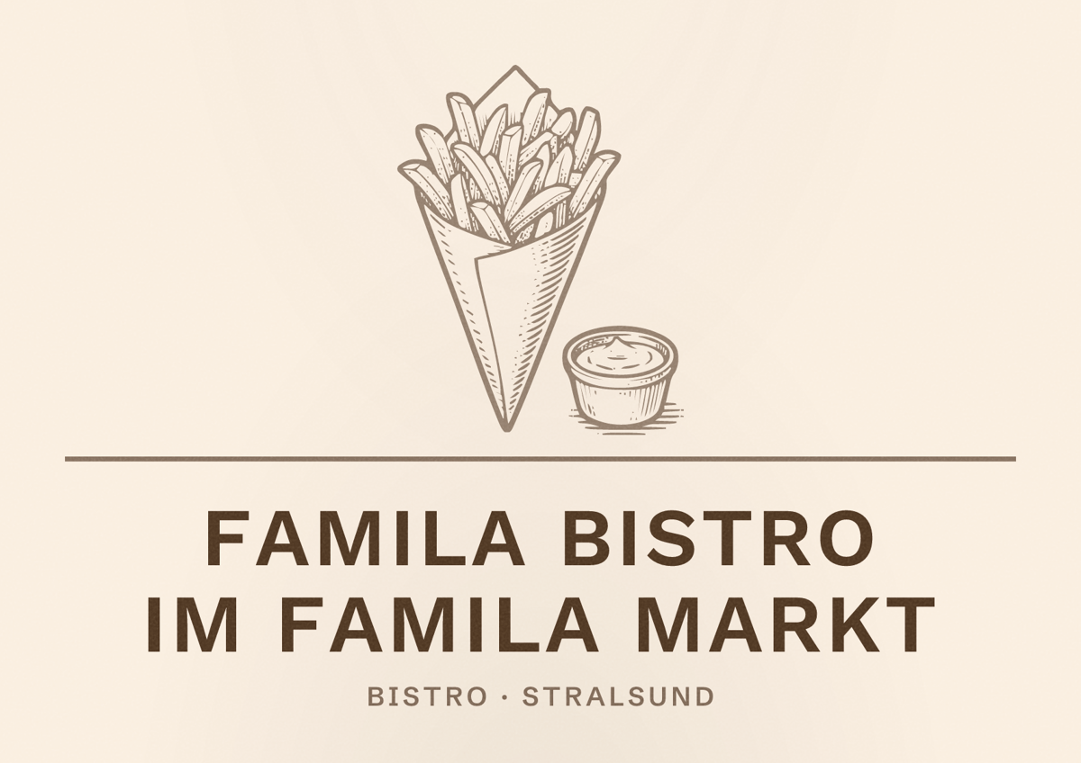 Illustriertes Poster von Famila Bistro im Famila Markt, Bistro in Stralsund