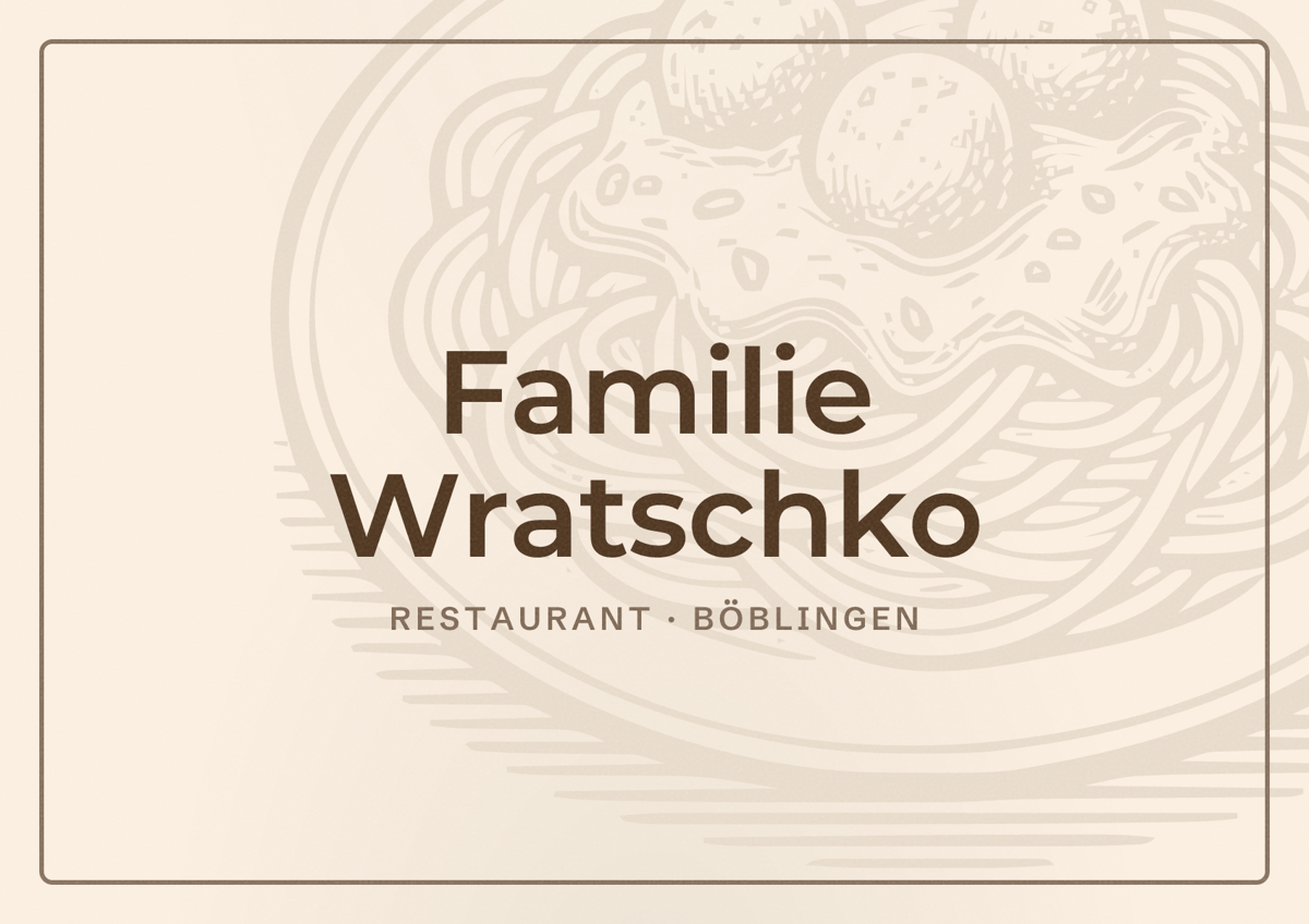Illustriertes Poster von Familie Wratschko, Restaurant in Böblingen