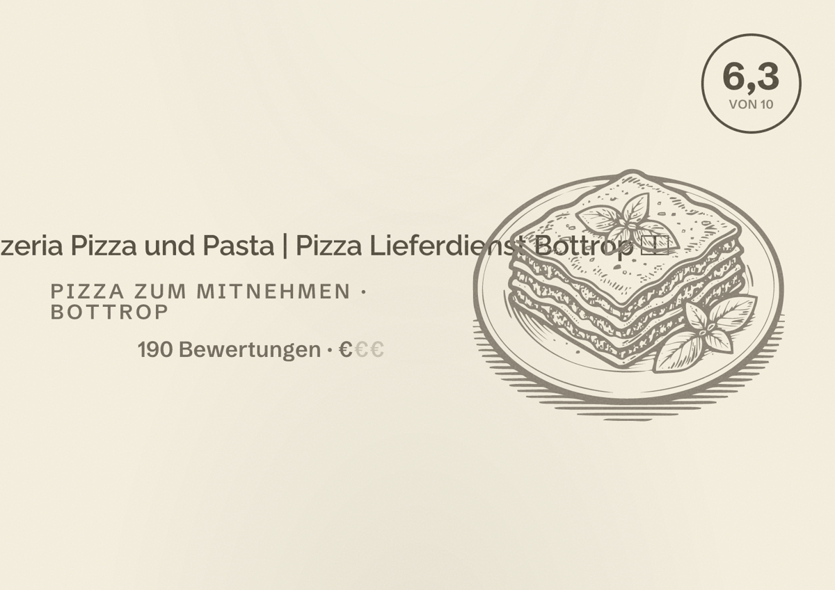 Illustriertes Poster von Fanellis Pizzeria Pizza und Pasta | Pizza Lieferdienst Bottrop 🍕🍝, Pizza zum Mitnehmen in Bottrop: Bewertung 6,3 von 10 aus 190 Bewertungen, Preisniveau €