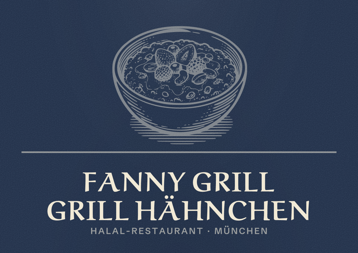 Illustriertes Poster von Fanny Grill Grill Hähnchen, Halal-Restaurant in München
