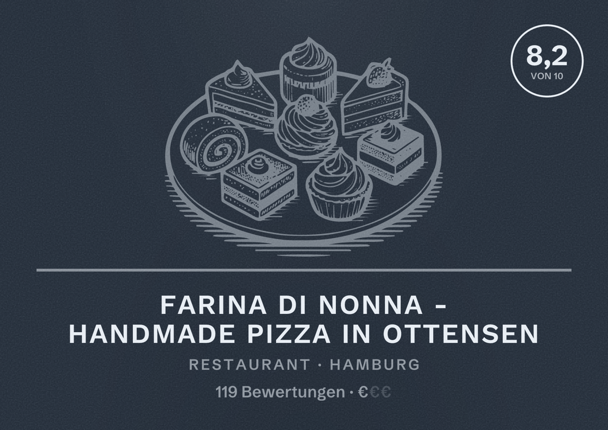Illustriertes Poster von Farina Di Nonna - Handmade Pizza in Ottensen, Restaurant in Hamburg: Bewertung 8,2 von 10 aus 119 Bewertungen, Preisniveau €