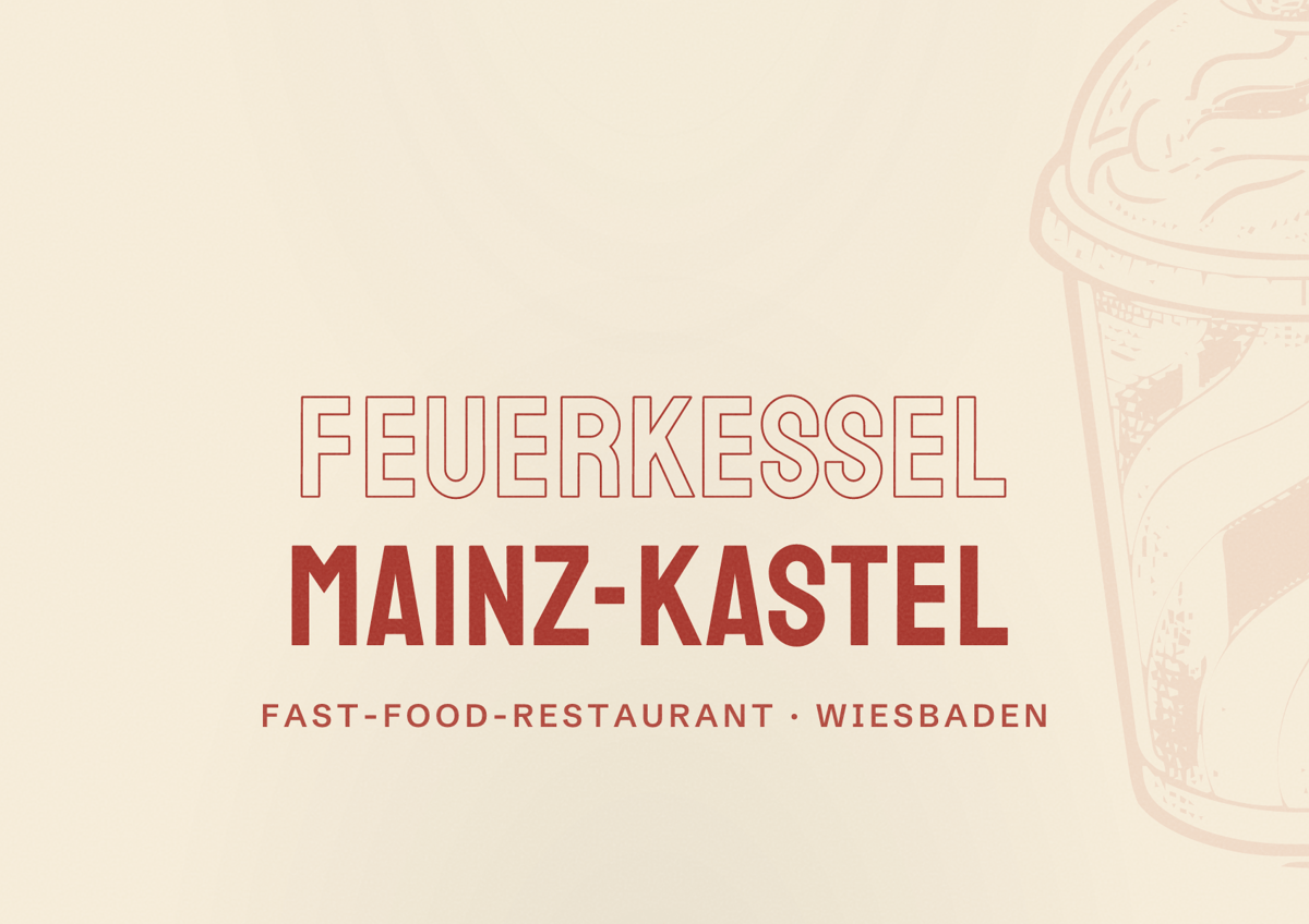 Illustriertes Poster von Feuerkessel Mainz-Kastel, Fast-Food-Restaurant in Wiesbaden
