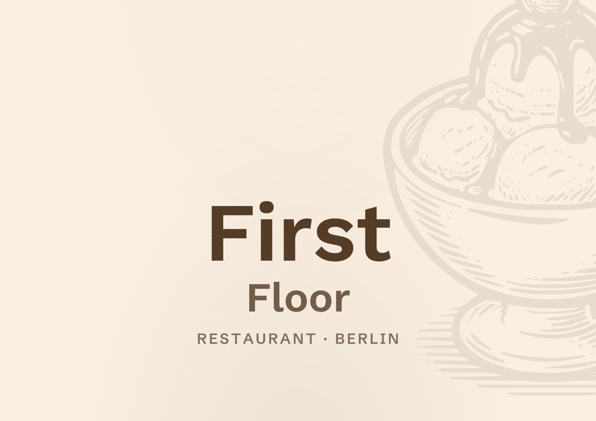 Illustriertes Poster von First Floor, Restaurant in Berlin