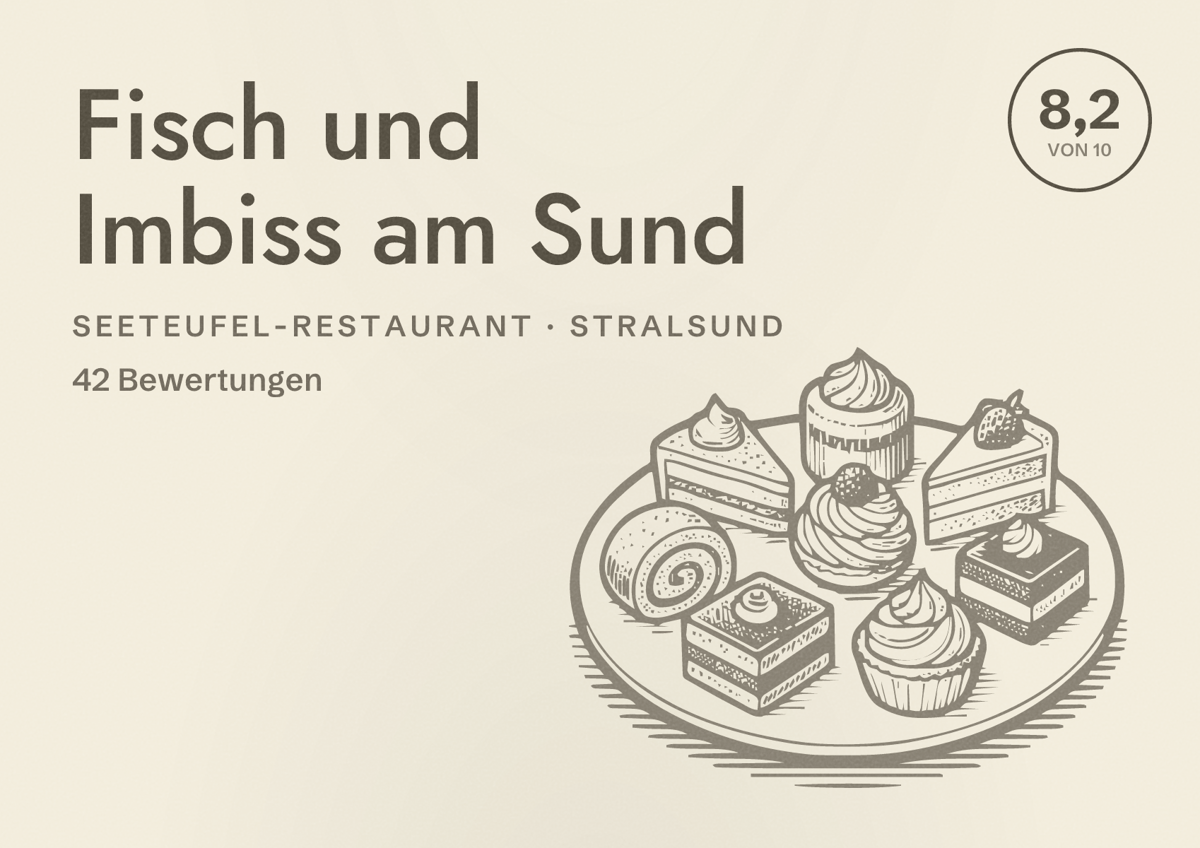 Illustriertes Poster von Fisch und Imbiss am Sund, Seeteufel-Restaurant in Stralsund: Bewertung 8,2 von 10 aus 42 Bewertungen