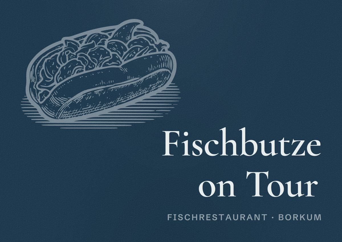 Illustriertes Poster von Fischbutze on Tour, Fischrestaurant in Borkum