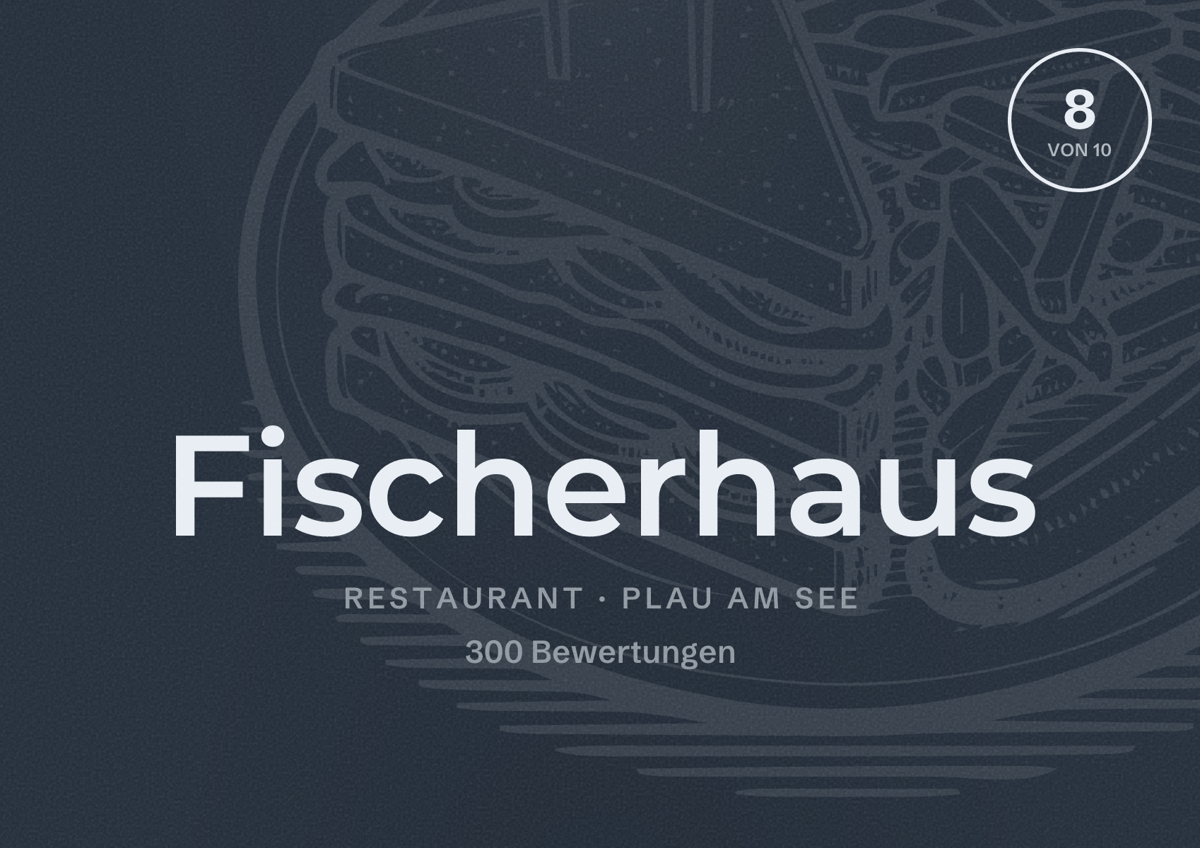 Illustriertes Poster von Fischerhaus, Restaurant in Plau am See: Bewertung 8 von 10 aus 300 Bewertungen