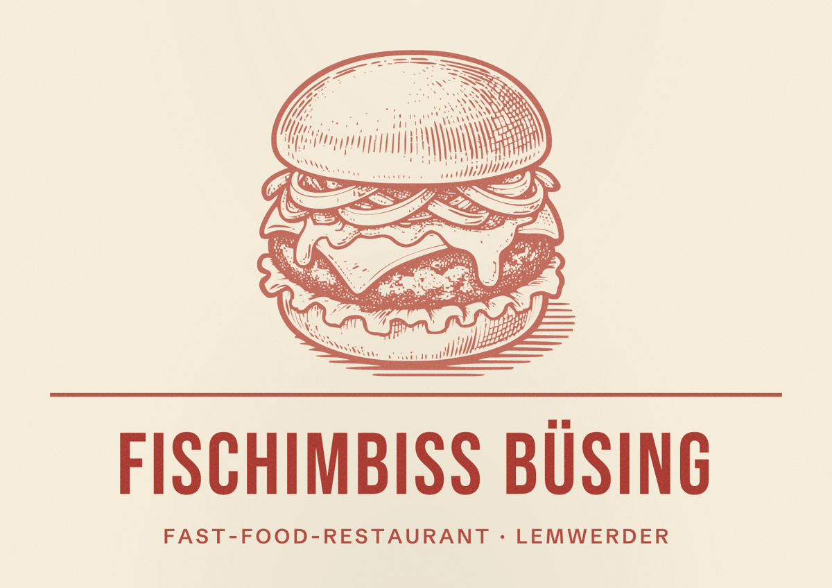Illustriertes Poster von Fischimbiss Büsing, Fast-Food-Restaurant in Lemwerder