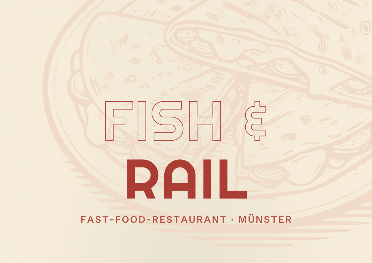 Illustriertes Poster von Fish & Rail, Fast-Food-Restaurant in Münster