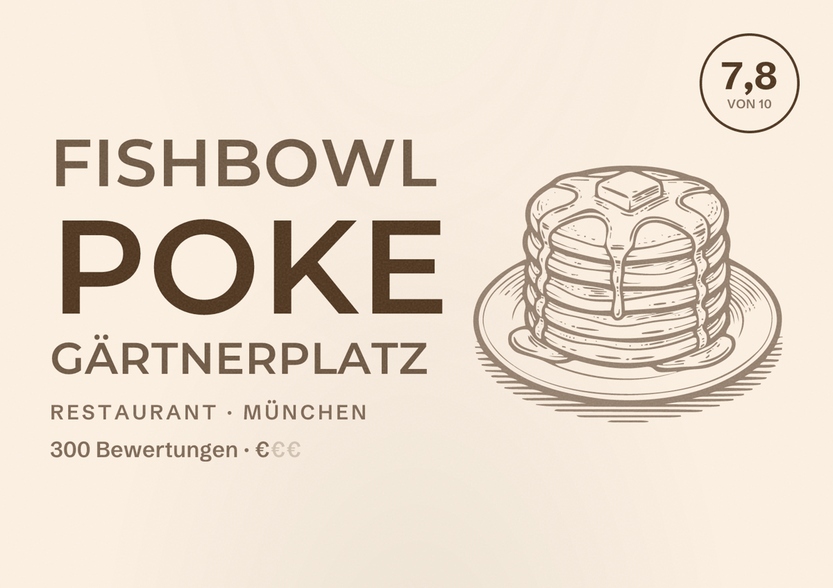Illustriertes Poster von FISHBOWL Poke Gärtnerplatz, Restaurant in München: Bewertung 7,8 von 10 aus 300 Bewertungen, Preisniveau €
