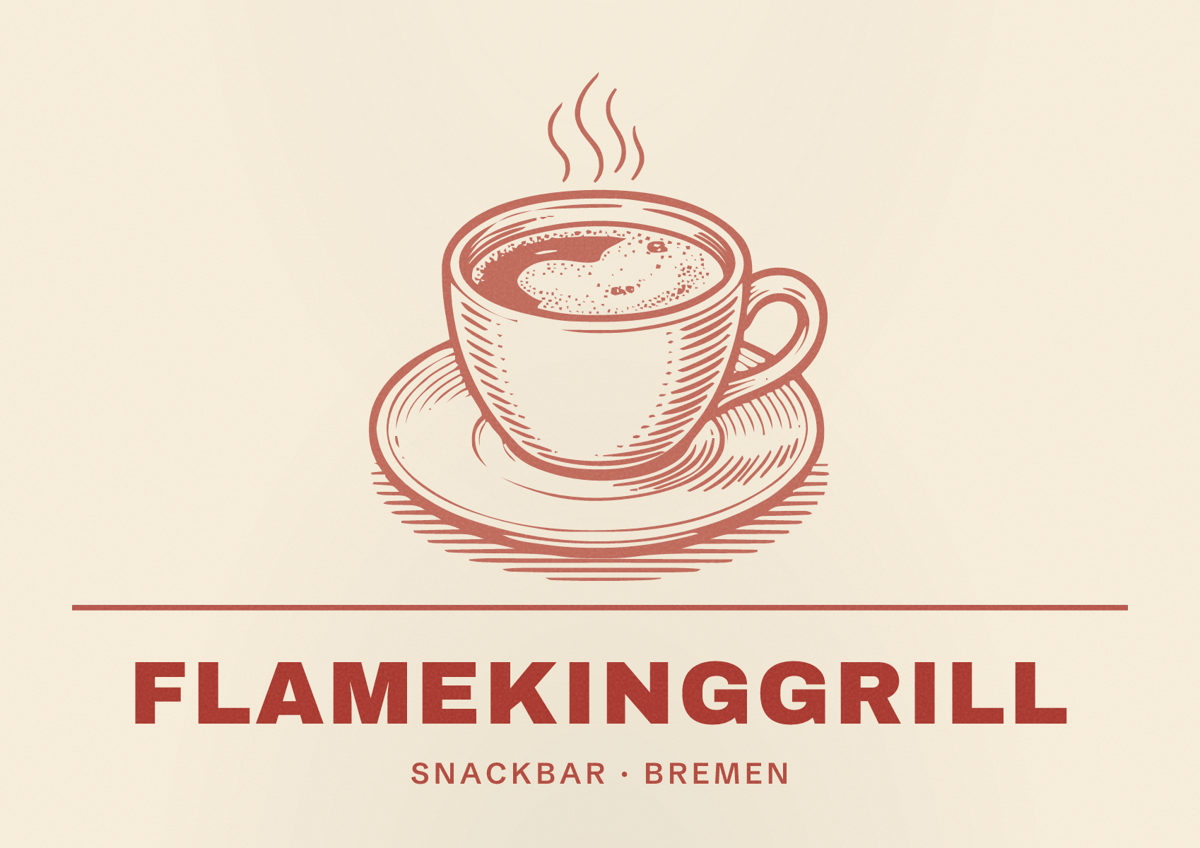 Illustriertes Poster von FlameKingGrill, Snackbar in Bremen