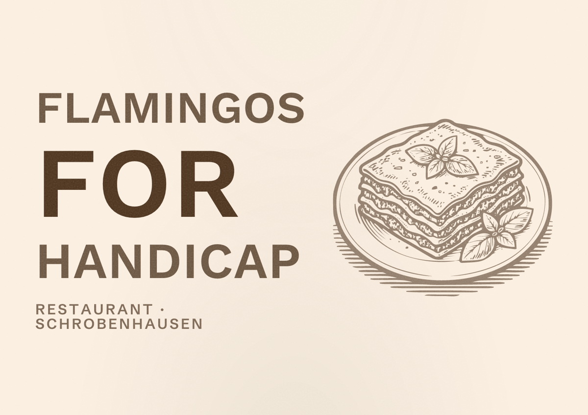 Illustriertes Poster von Flamingos for Handicap, Restaurant in Schrobenhausen