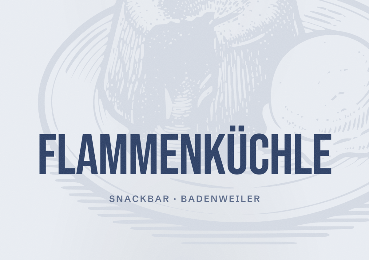 Illustriertes Poster von Flammenküchle, Snackbar in Badenweiler