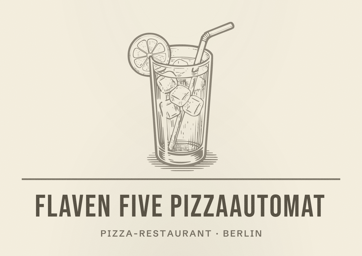 Illustriertes Poster von Flaven Five Pizzaautomat, Pizza-Restaurant in Berlin