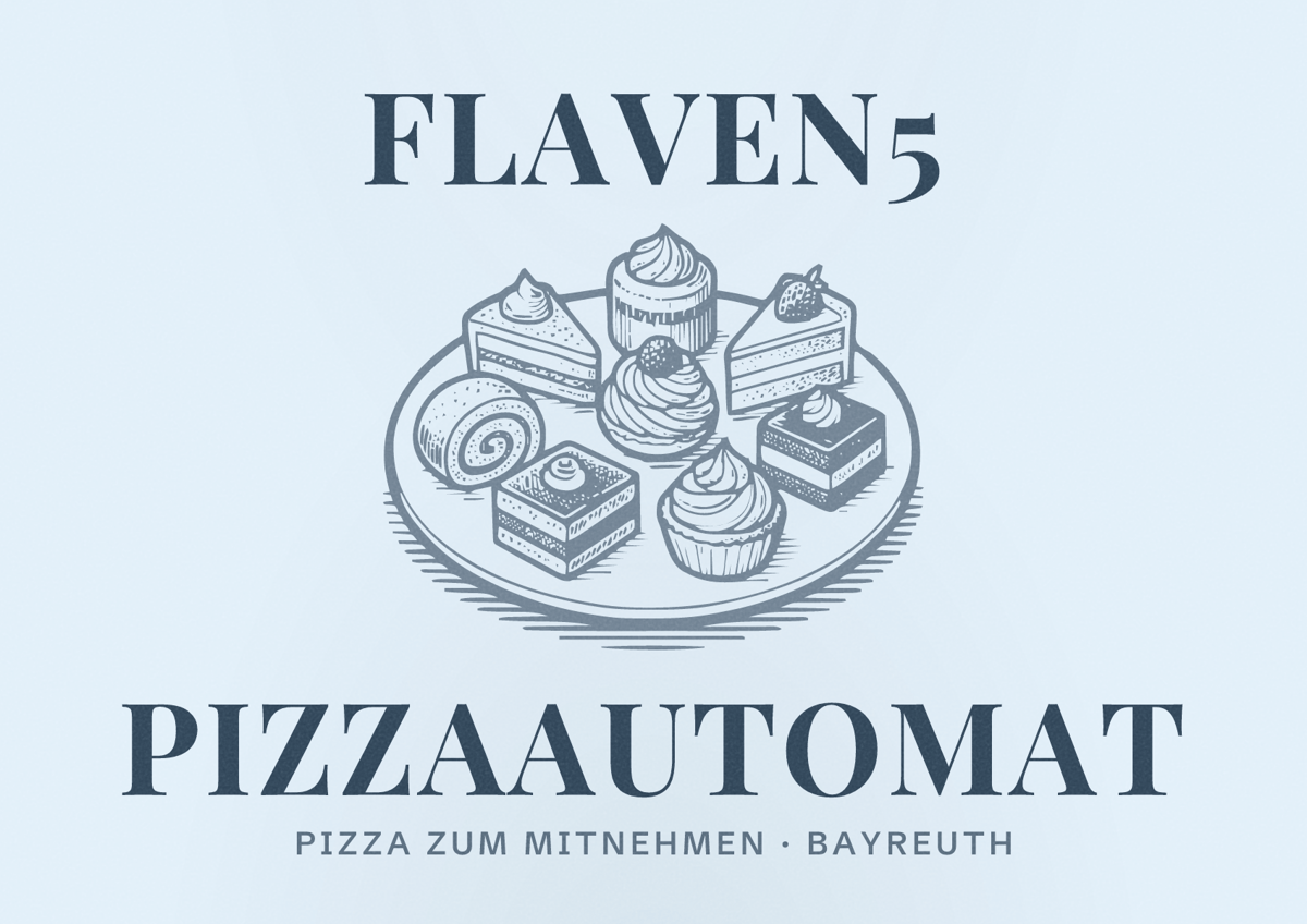 Illustriertes Poster von Flaven5 Pizzaautomat, Pizza zum Mitnehmen in Bayreuth