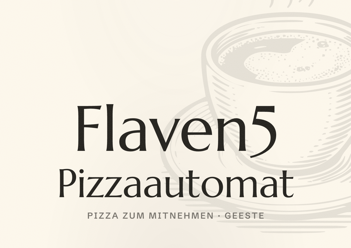Illustriertes Poster von Flaven5 Pizzaautomat, Pizza zum Mitnehmen in Geeste