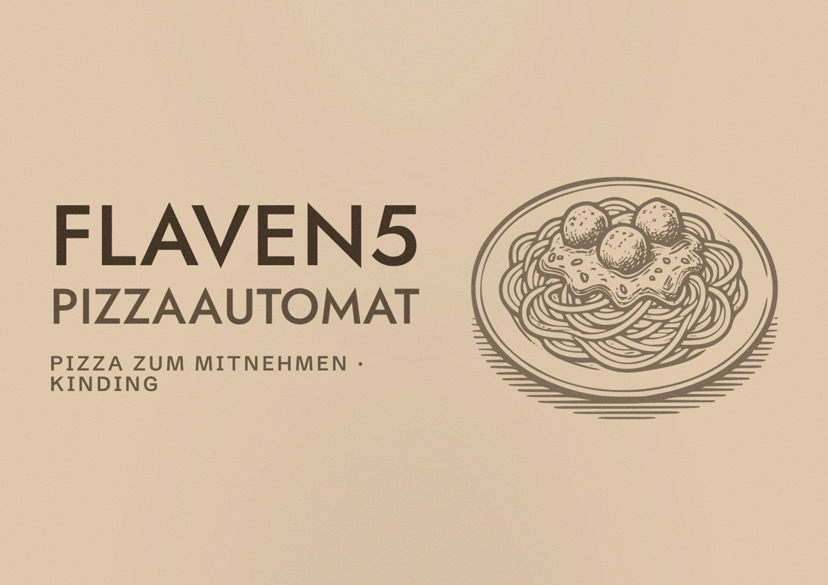 Illustriertes Poster von Flaven5 Pizzaautomat, Pizza zum Mitnehmen in Kinding