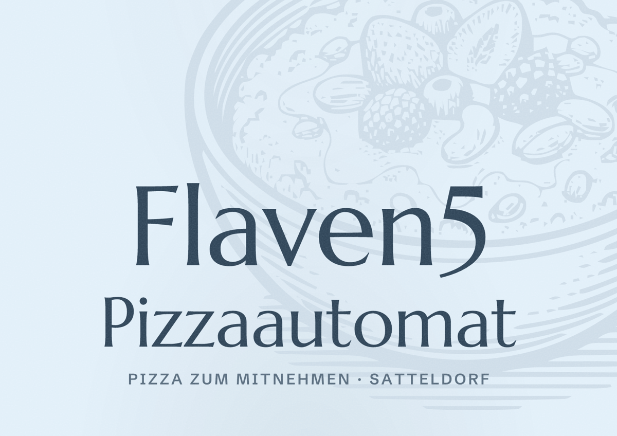 Illustriertes Poster von Flaven5 Pizzaautomat, Pizza zum Mitnehmen in Satteldorf