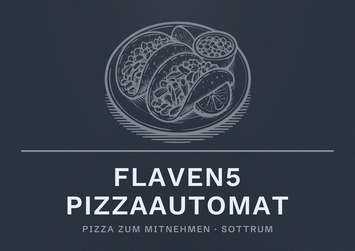 Illustriertes Poster von Flaven5 Pizzaautomat, Pizza zum Mitnehmen in Sottrum