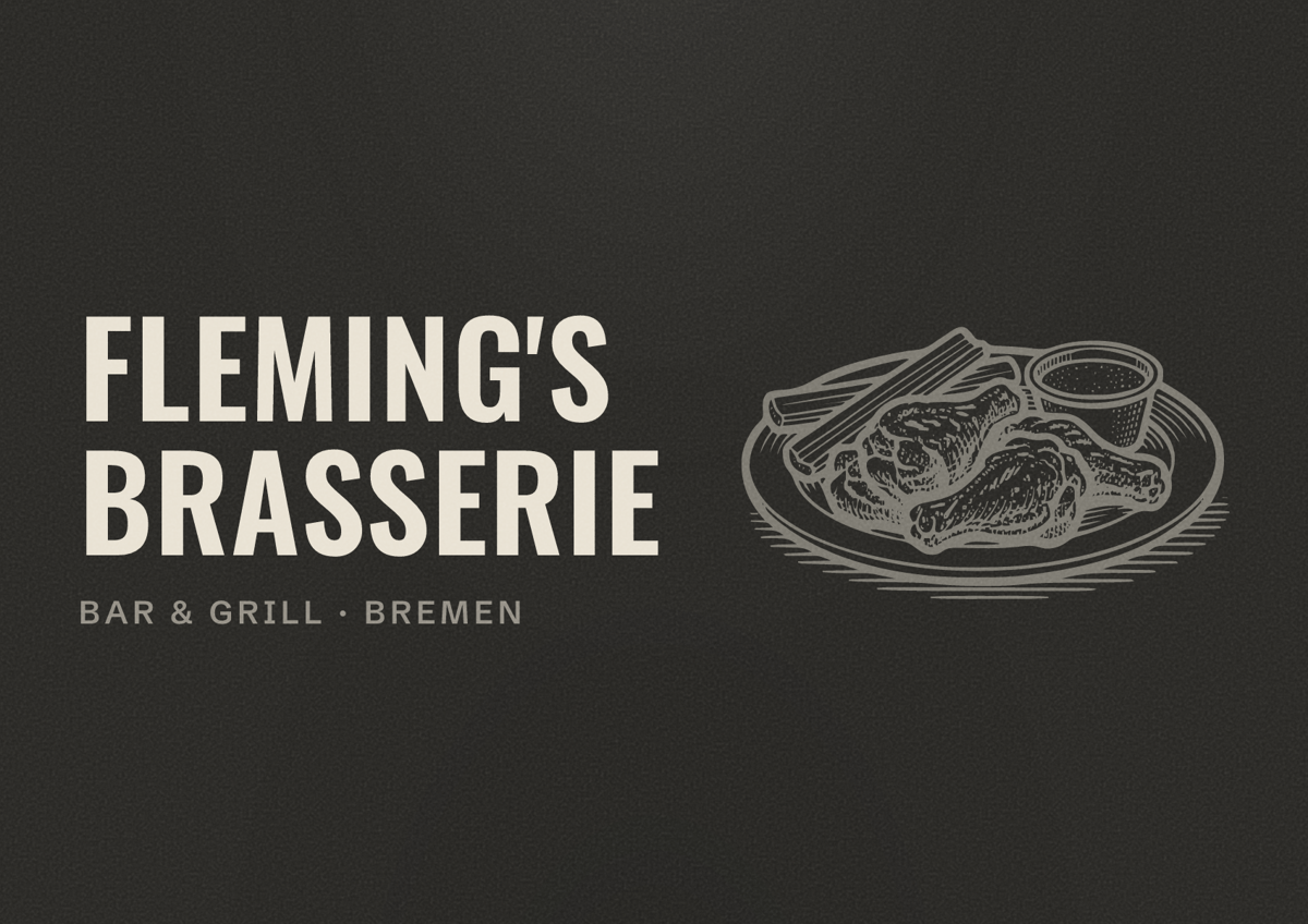 Illustriertes Poster von Fleming's Brasserie, Bar & Grill in Bremen