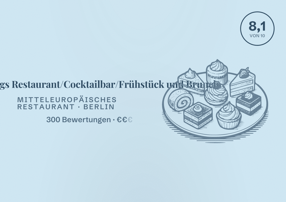 Illustriertes Poster von Flemmings Restaurant/Cocktailbar/Frühstück und Brunch, Mitteleuropäisches Restaurant in Berlin: Bewertung 8,1 von 10 aus 300 Bewertungen, Preisniveau €€