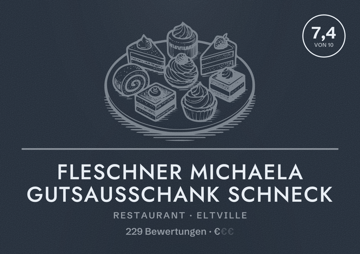 Illustriertes Poster von Fleschner Michaela Gutsausschank Schneck, Restaurant in Eltville: Bewertung 7,4 von 10 aus 229 Bewertungen, Preisniveau €