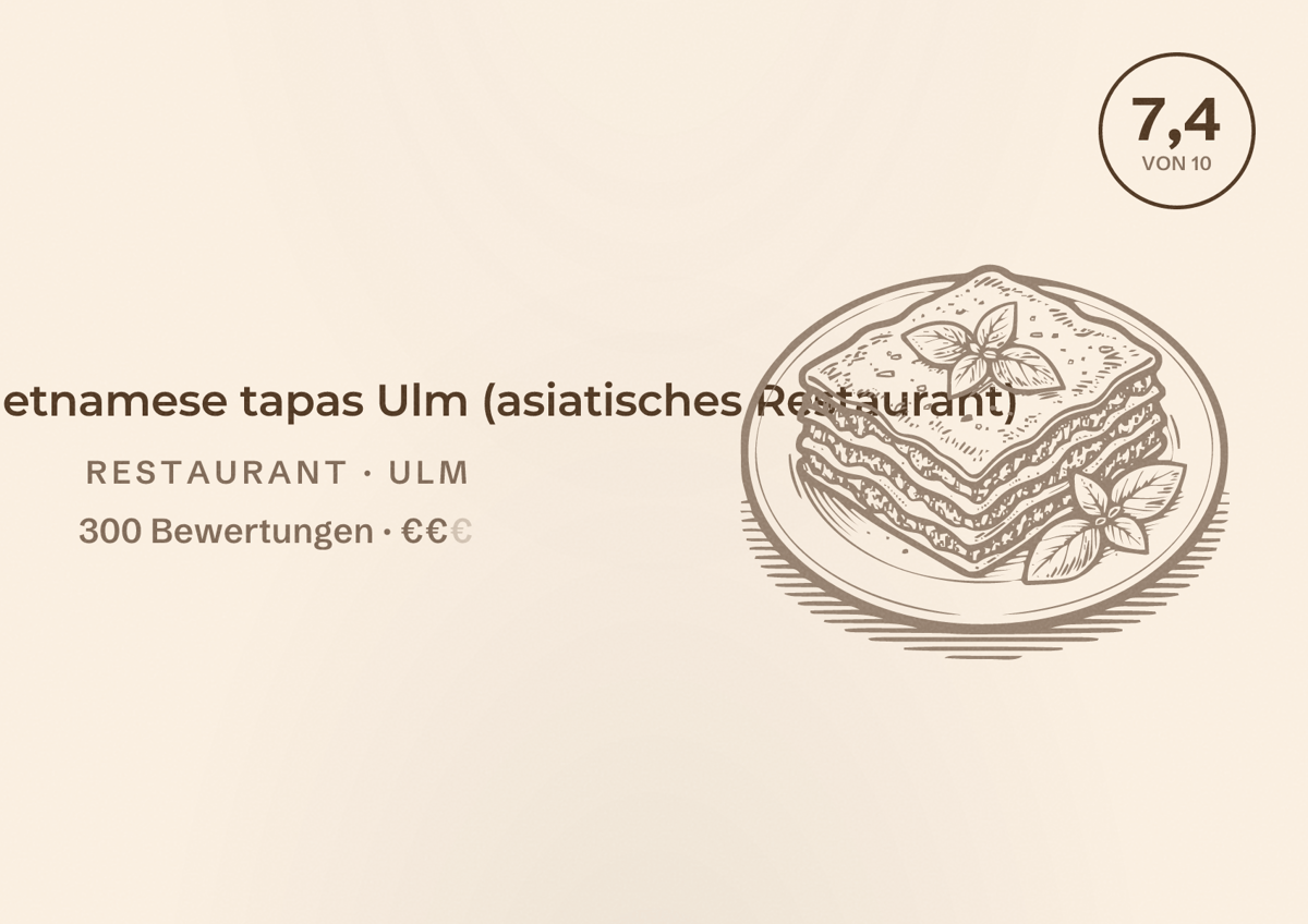 Illustriertes Poster von FLOA - vietnamese tapas Ulm (asiatisches Restaurant), Restaurant in Ulm: Bewertung 7,4 von 10 aus 300 Bewertungen, Preisniveau €€