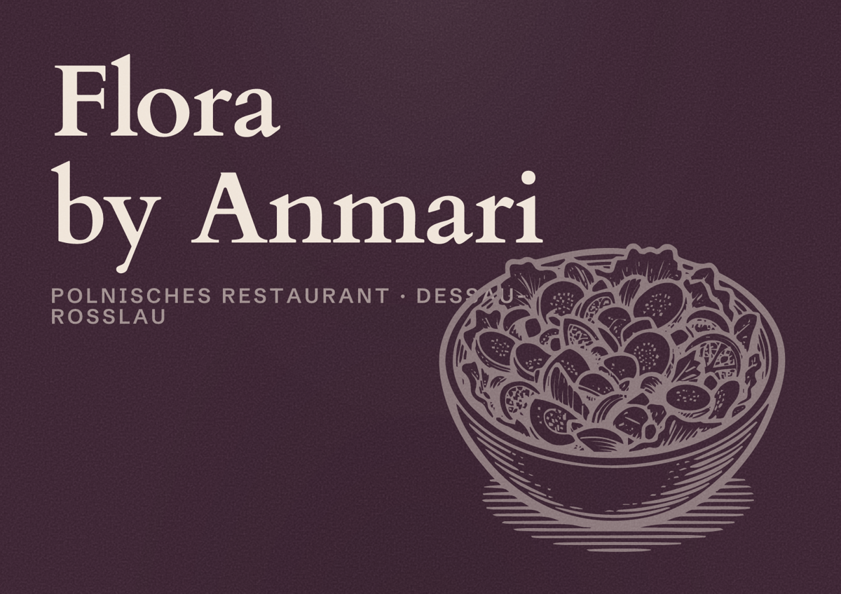 Illustriertes Poster von Flora by Anmari, Polnisches Restaurant in Dessau-Roßlau