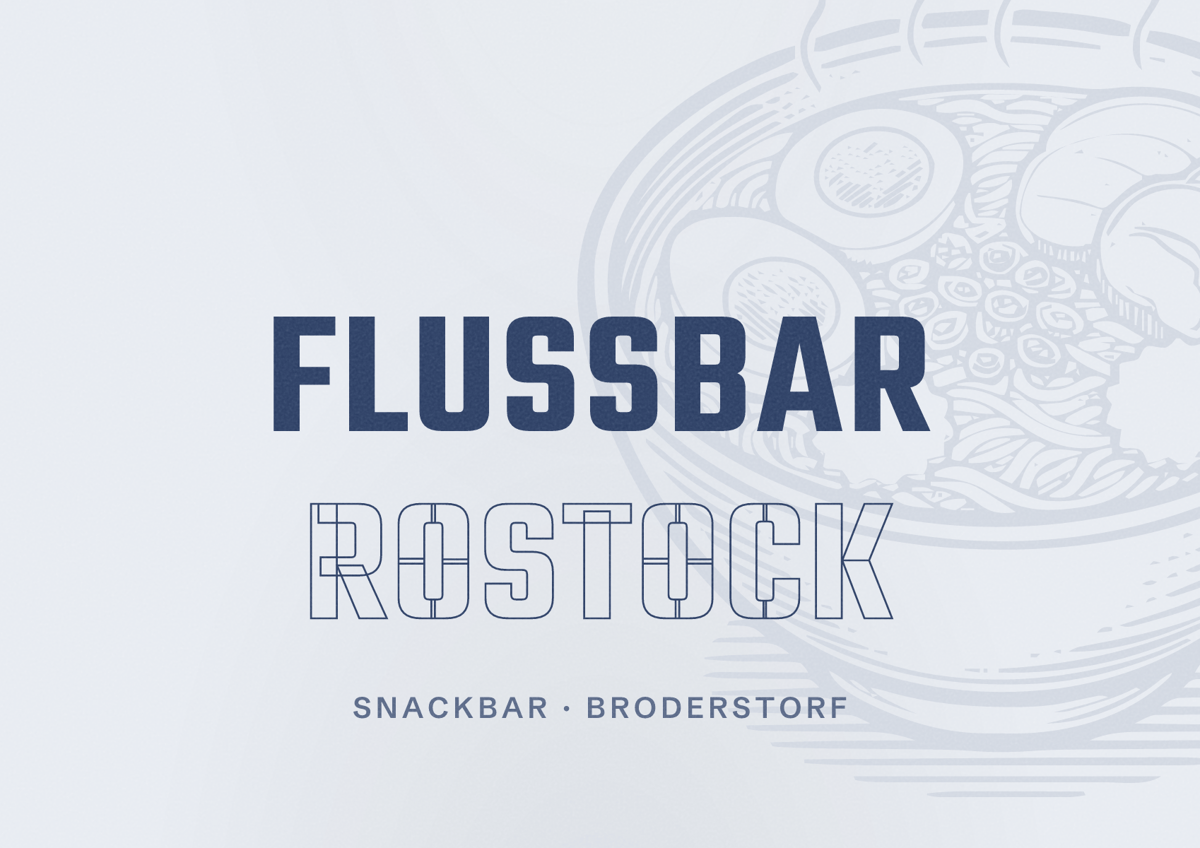 Illustriertes Poster von Flussbar Rostock, Snackbar in Broderstorf