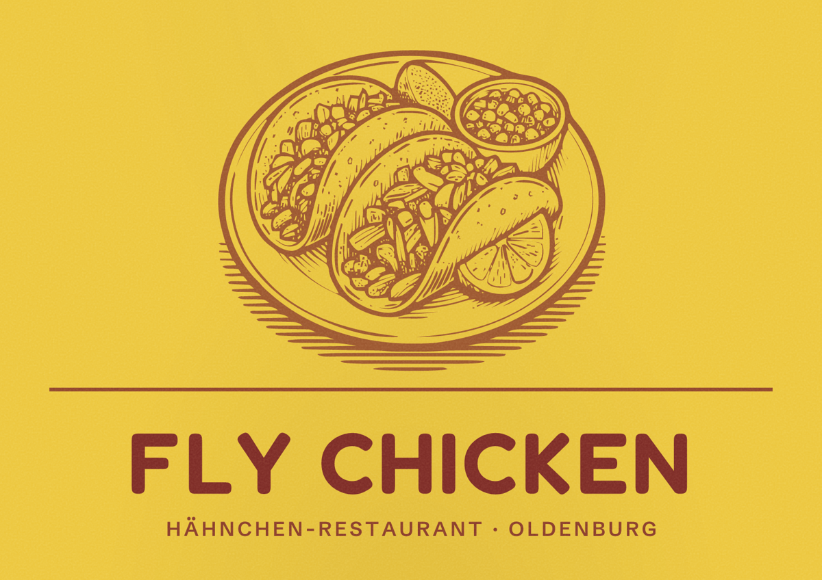 Illustriertes Poster von Fly Chicken, Hähnchen-Restaurant in Oldenburg