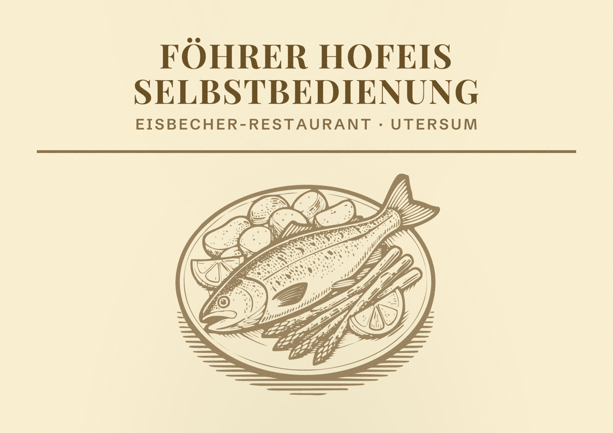 Illustriertes Poster von Föhrer Hofeis Selbstbedienung, Eisbecher-Restaurant in Utersum