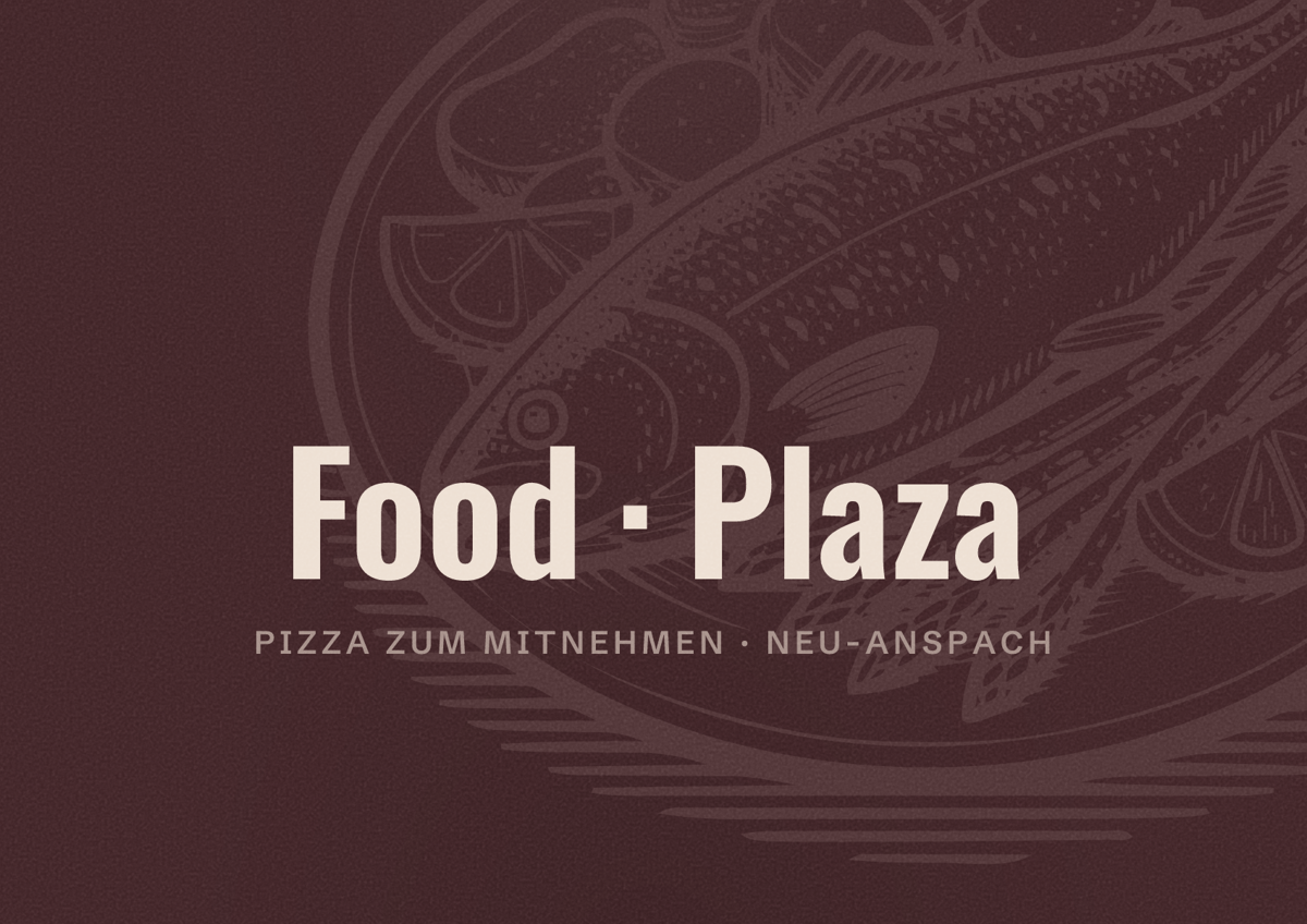 Illustriertes Poster von Food Plaza, Pizza zum Mitnehmen in Neu-Anspach