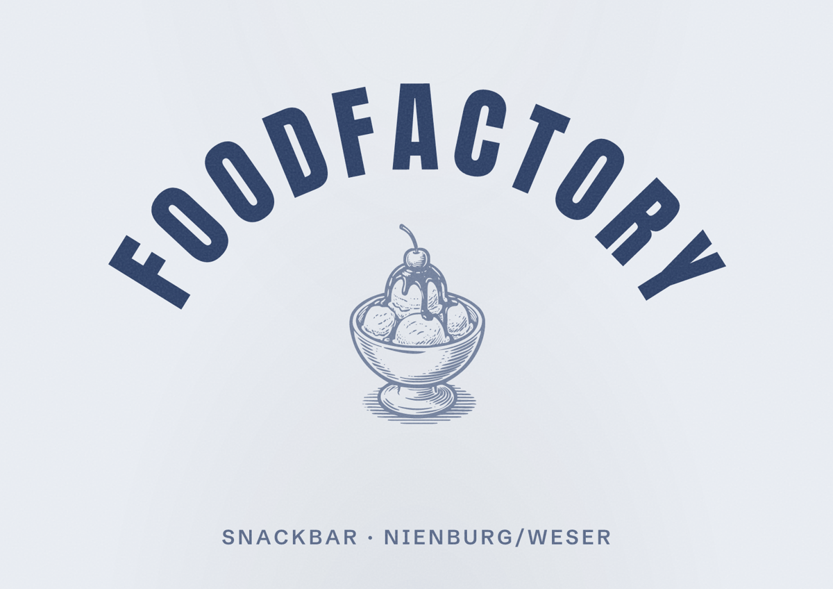 Illustriertes Poster von FoodFactory, Snackbar in Nienburg/Weser