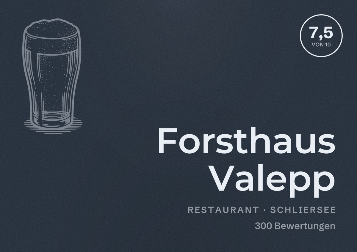 Illustriertes Poster von Forsthaus Valepp, Restaurant in Schliersee: Bewertung 7,5 von 10 aus 300 Bewertungen