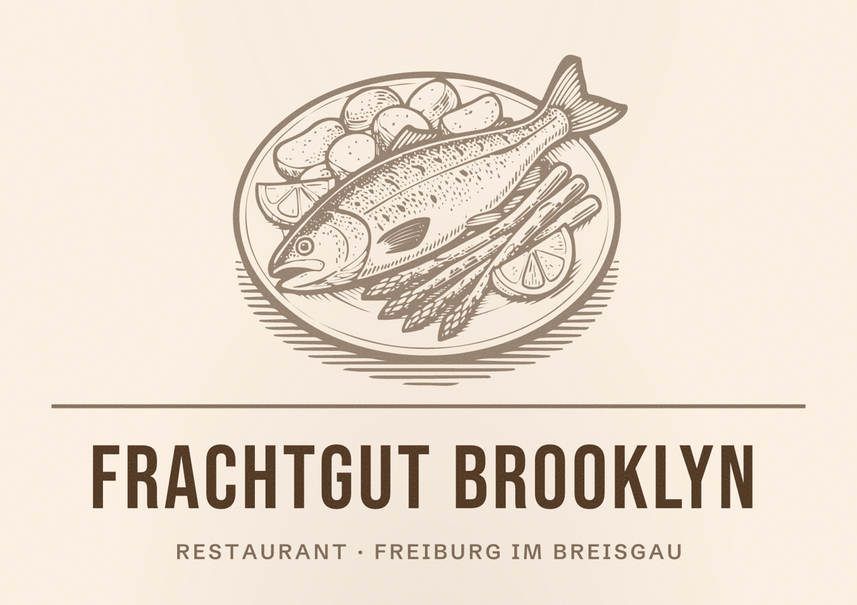 Illustriertes Poster von Frachtgut Brooklyn, Restaurant in Freiburg im Breisgau