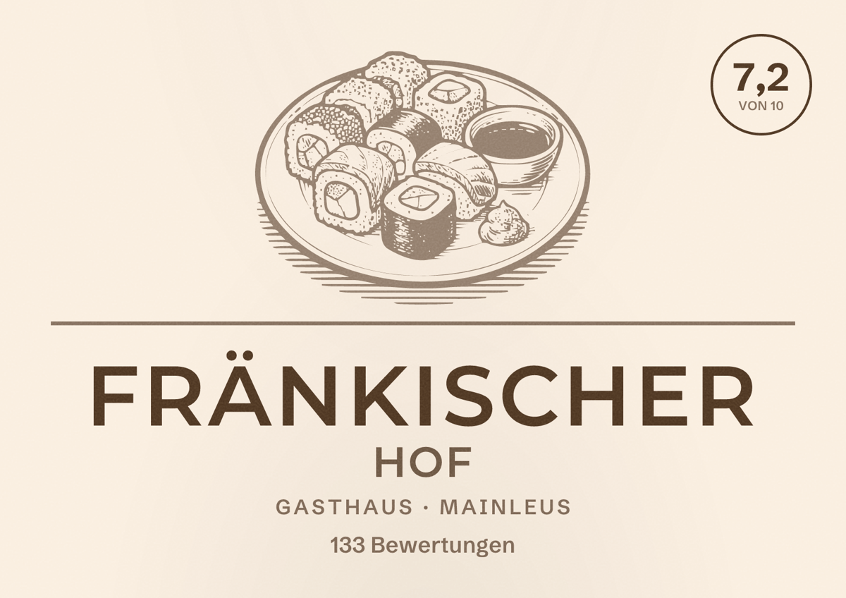 Illustriertes Poster von Fränkischer Hof, Gasthaus in Mainleus: Bewertung 7,2 von 10 aus 133 Bewertungen