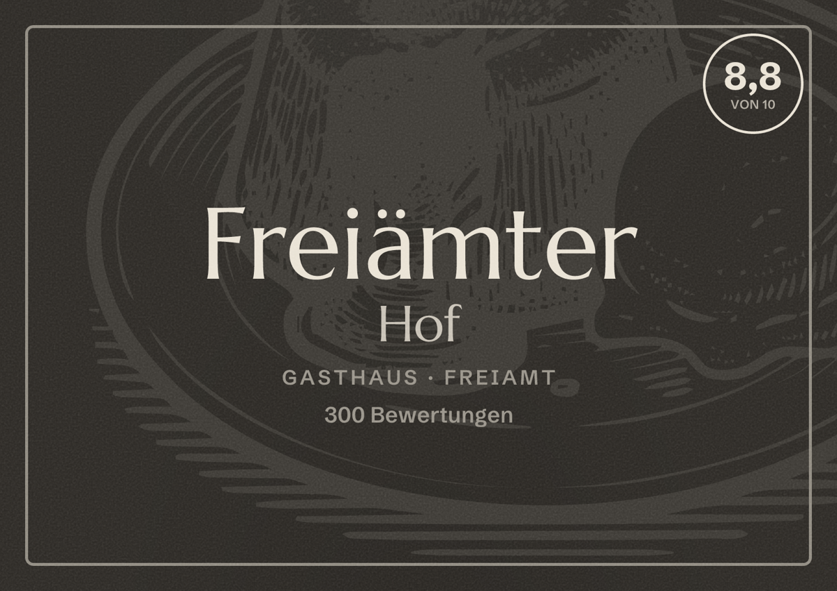 Illustriertes Poster von Freiämter Hof, Gasthaus in Freiamt: Bewertung 8,8 von 10 aus 300 Bewertungen
