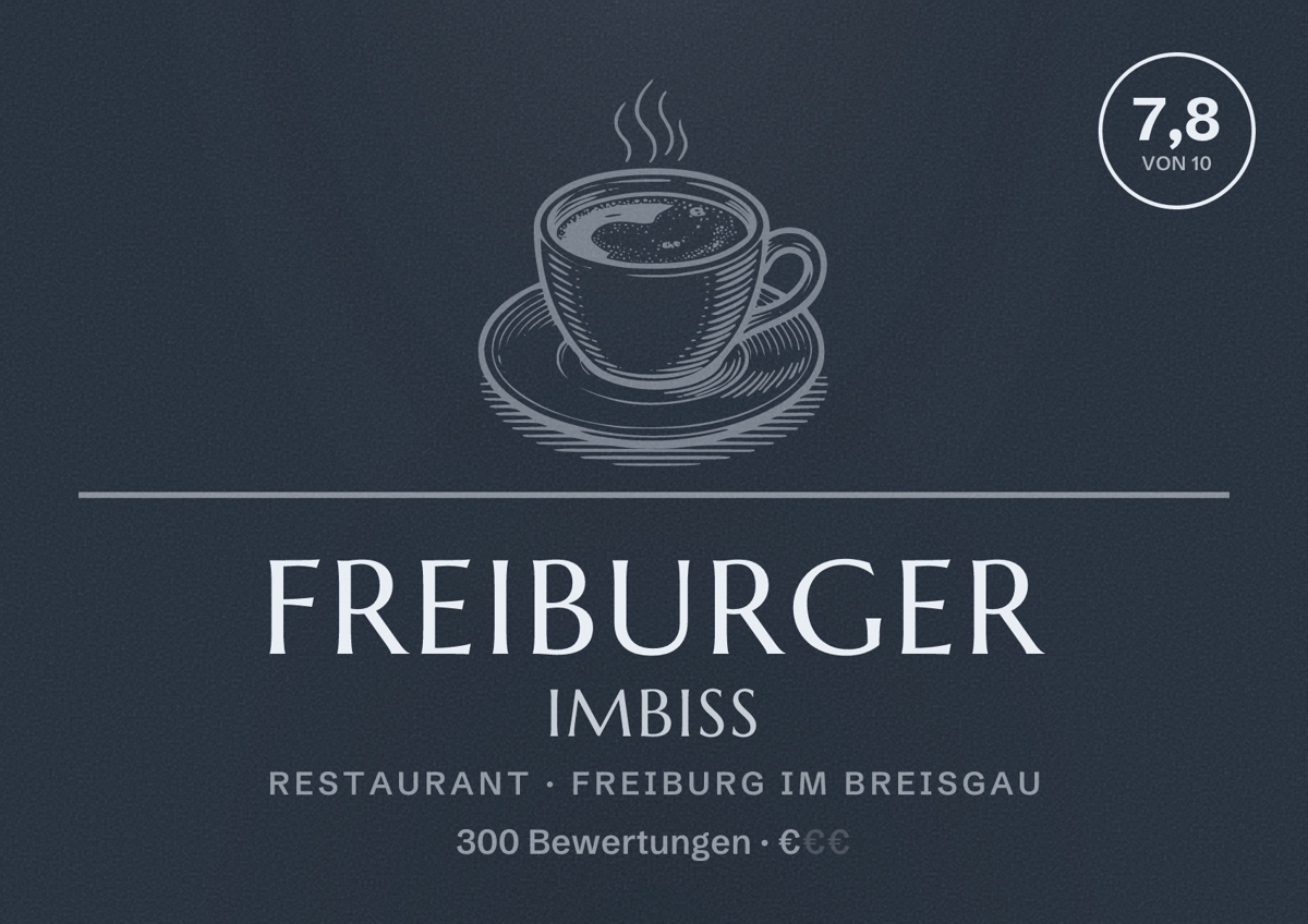 Illustriertes Poster von Freiburger Imbiss, Restaurant in Freiburg im Breisgau: Bewertung 7,8 von 10 aus 300 Bewertungen, Preisniveau €