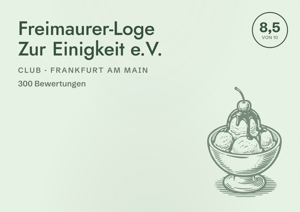 Illustriertes Poster von Freimaurer-Loge Zur Einigkeit e.V., Club in Frankfurt am Main: Bewertung 8,5 von 10 aus 300 Bewertungen