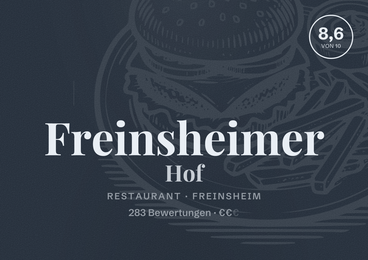 Illustriertes Poster von Freinsheimer Hof, Restaurant in Freinsheim: Bewertung 8,6 von 10 aus 283 Bewertungen, Preisniveau €€