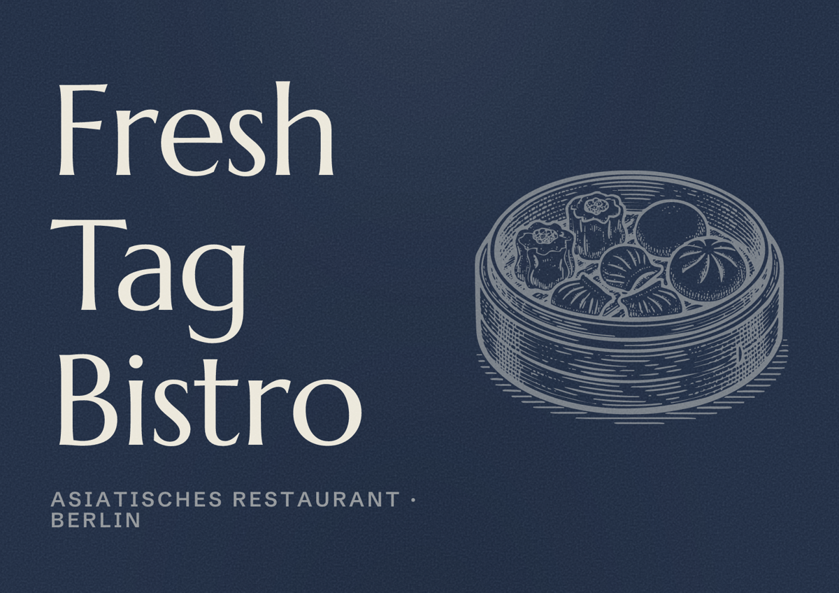 Illustriertes Poster von Fresh Tag Bistro, Asiatisches Restaurant in Berlin