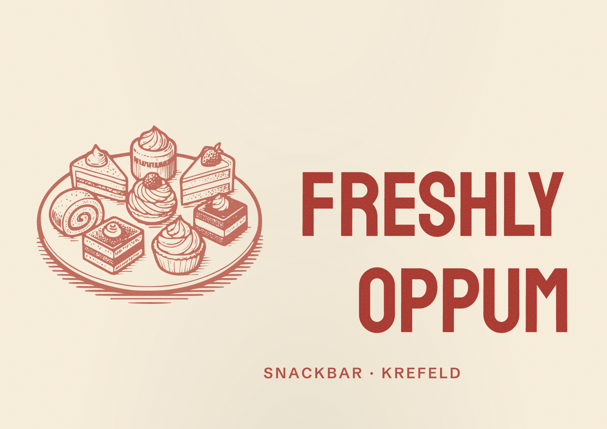 Illustriertes Poster von Freshly Oppum, Snackbar in Krefeld