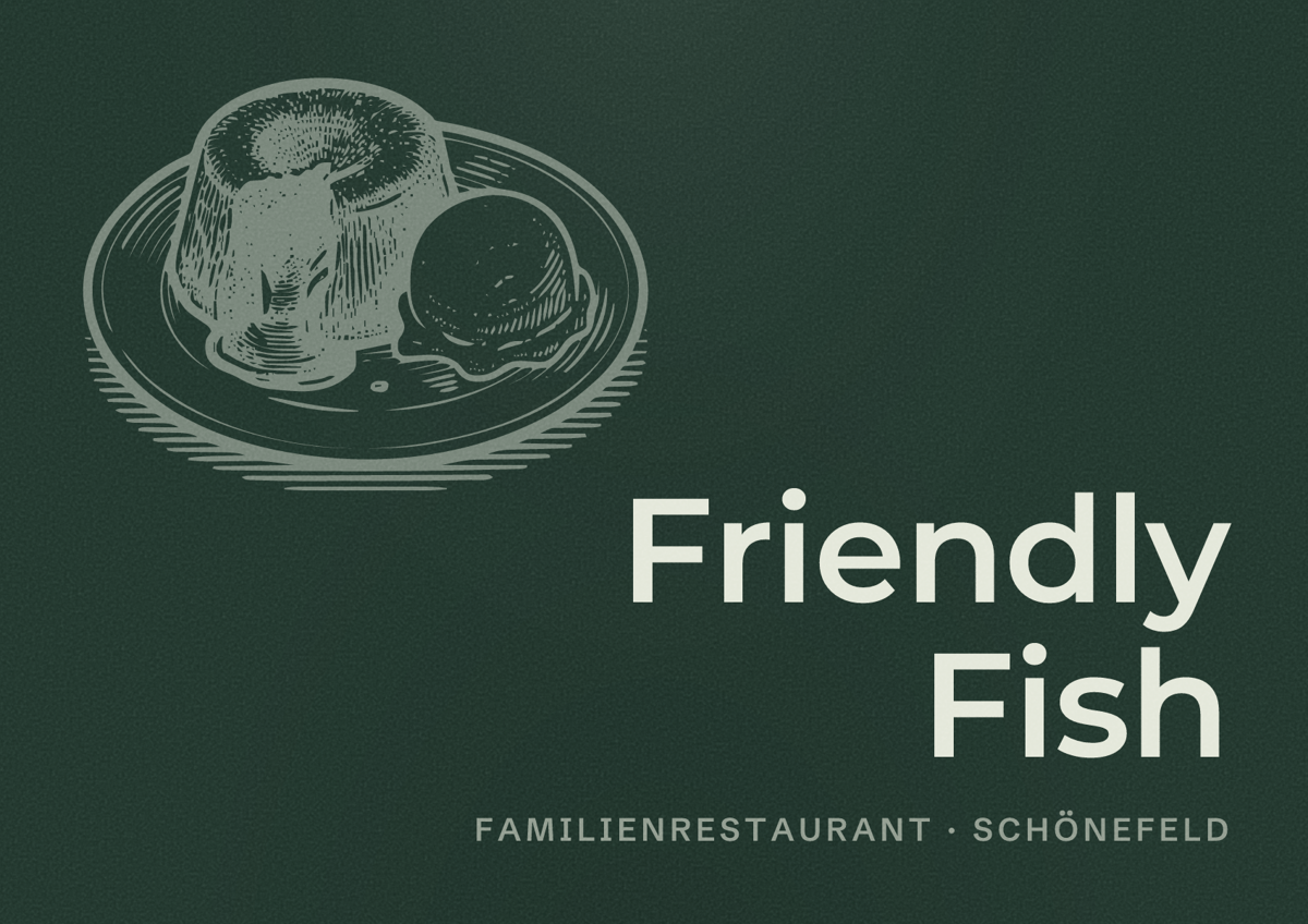 Illustriertes Poster von Friendly Fish, Familienrestaurant in Schönefeld