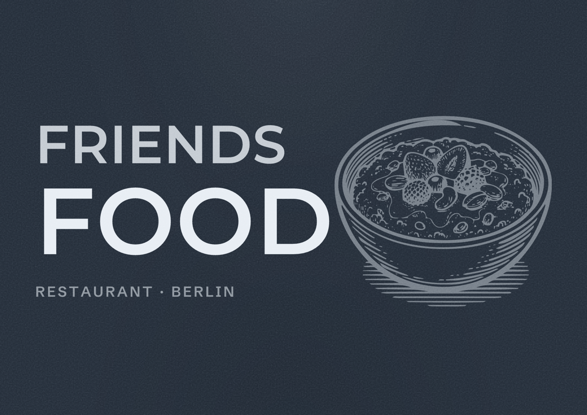 Illustriertes Poster von Friends Food, Restaurant in Berlin