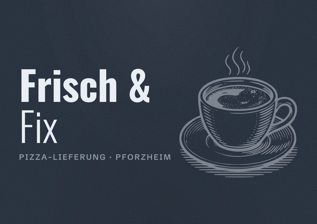 Illustriertes Poster von Frisch & Fix, Pizza-Lieferung in Pforzheim