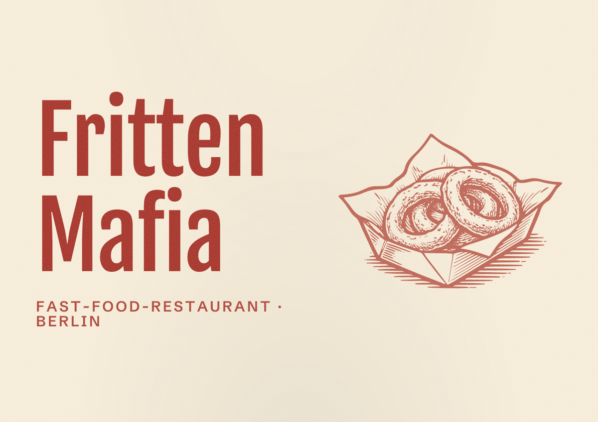 Illustriertes Poster von Fritten Mafia, Fast-Food-Restaurant in Berlin