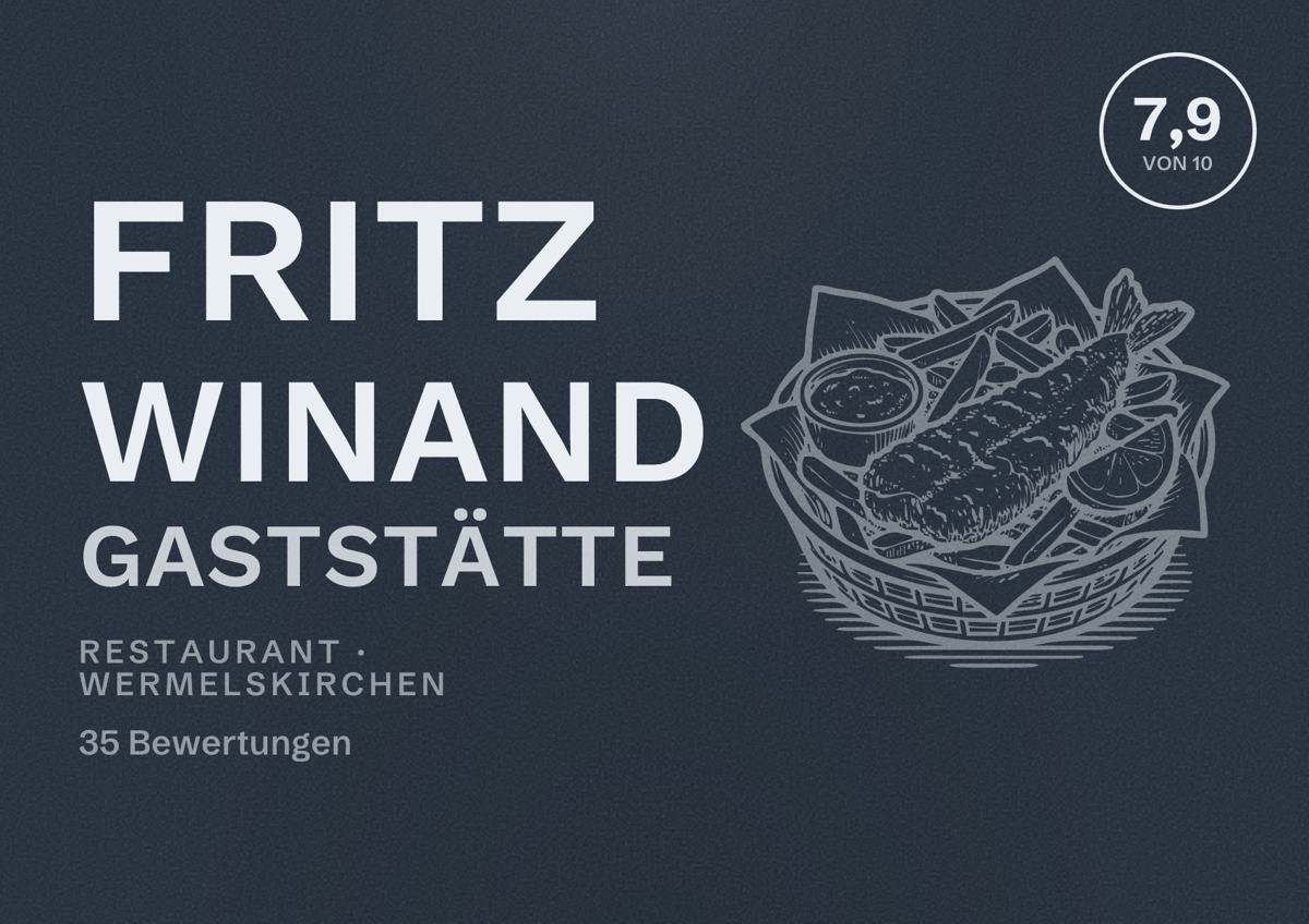 Illustriertes Poster von Fritz Winand Gaststätte, Restaurant in Wermelskirchen: Bewertung 7,9 von 10 aus 35 Bewertungen