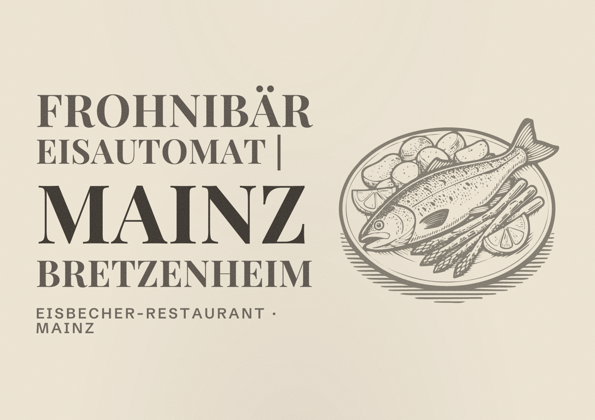 Illustriertes Poster von Frohnibär Eisautomat | Mainz Bretzenheim, Eisbecher-Restaurant in Mainz